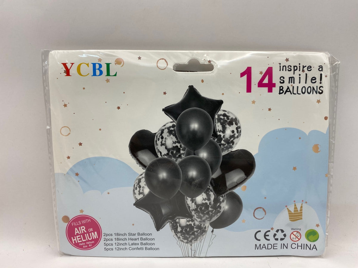 14 Pieces Balloon - Bronze (Star, Heart, Confetti and Latex balloons)