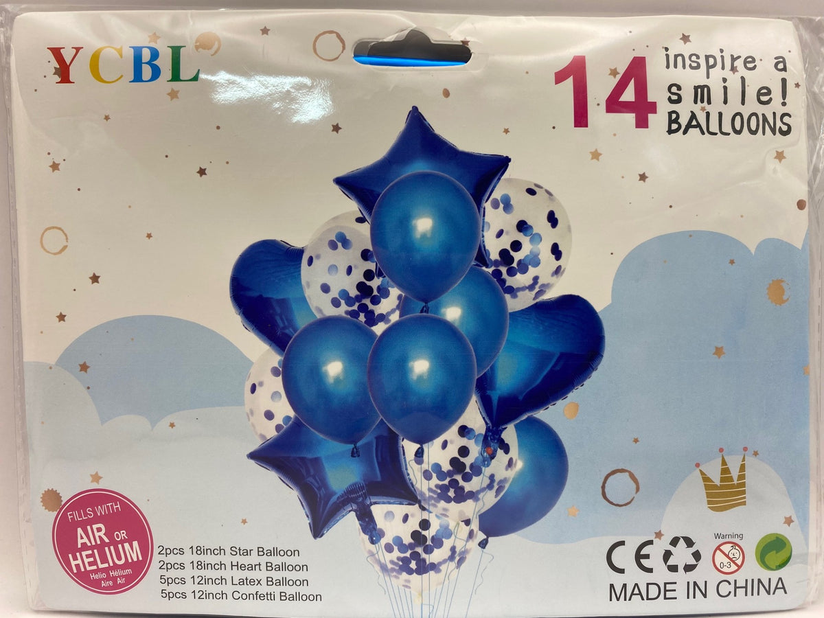 14 Pieces Balloon - Purple (Star, Heart, Confetti and Latex balloons)