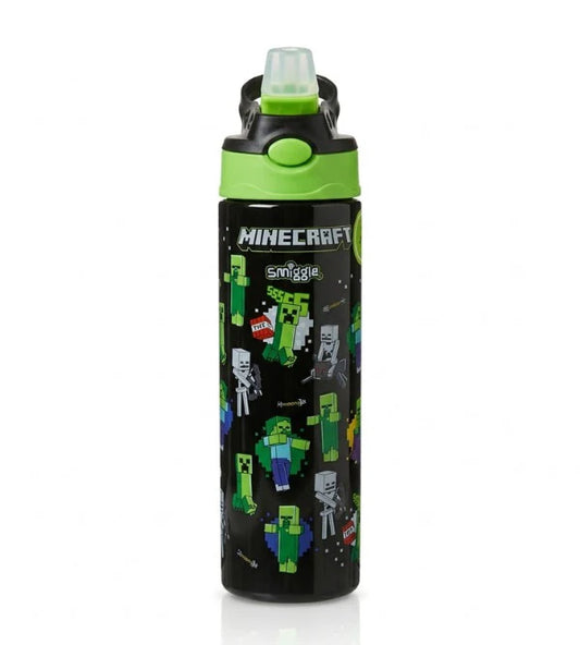 Smiggle Flip Plastic Sipper Water Bottle - BPA Free - 680ML/ 23FL OZ - Minecraft
