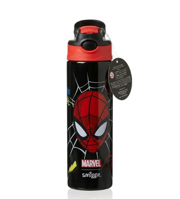 Smiggle Stainless Steel Flip Drink Water Bottle - 520 ml - Marvel Spider Man