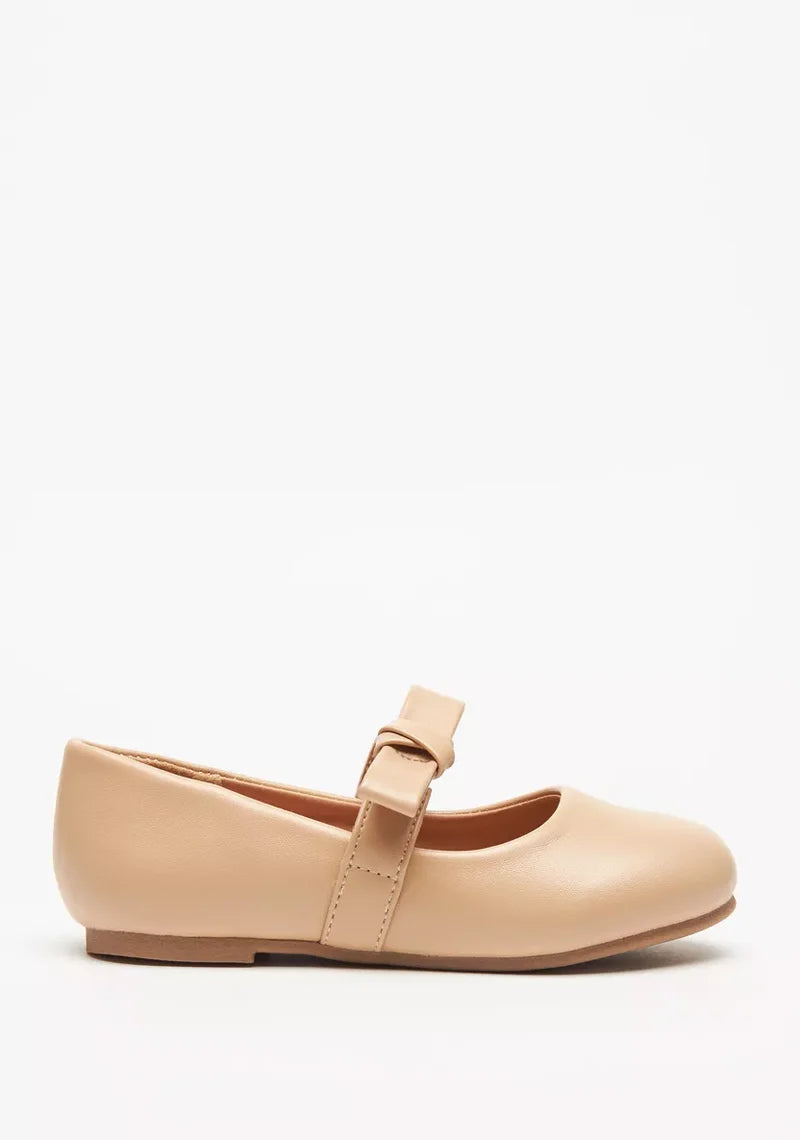 Juniors Solid Ballerinas with Bow Applique Shoes
