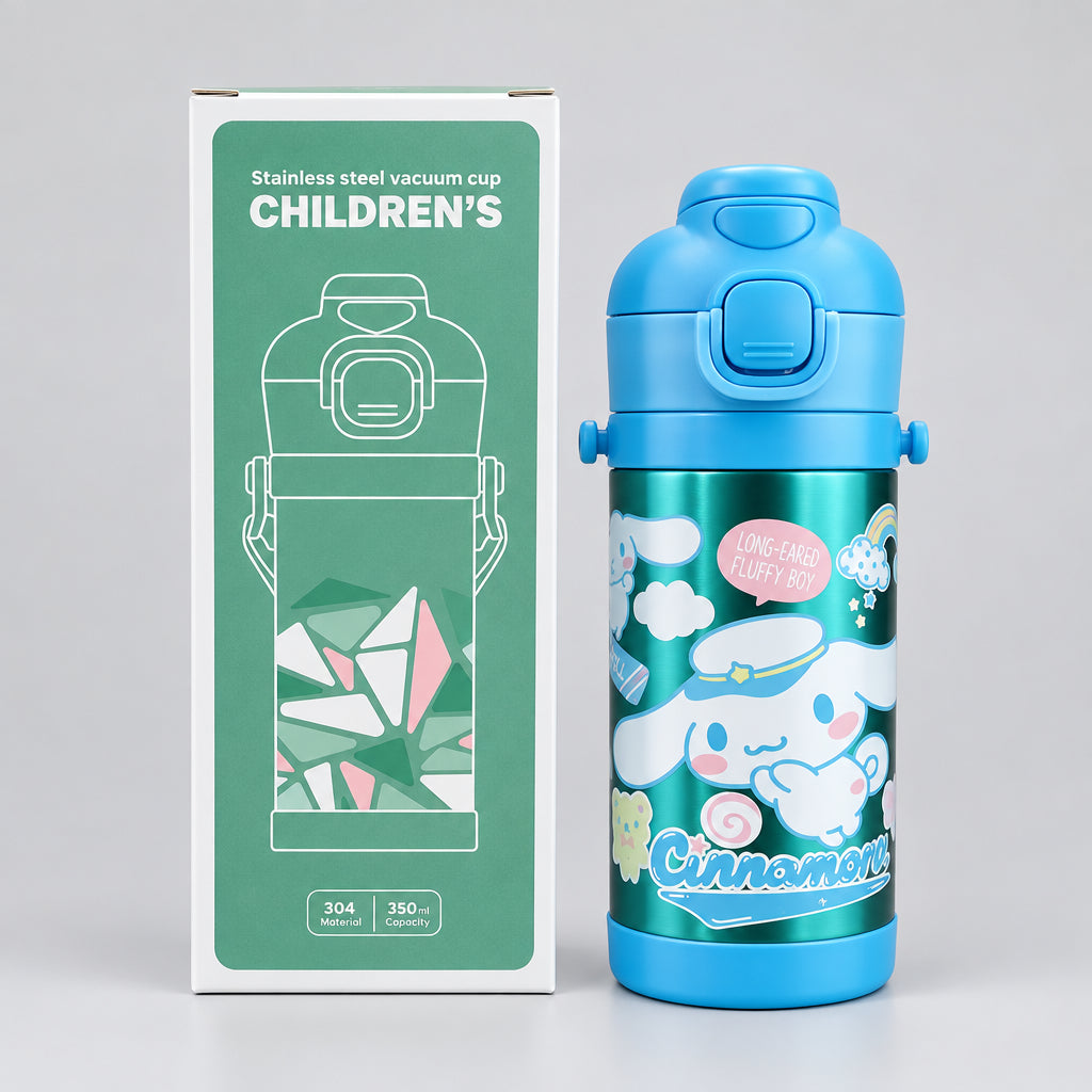 Stainless Metal Dual Sipper Water Bottle - 350 ml - Cinnamoroll