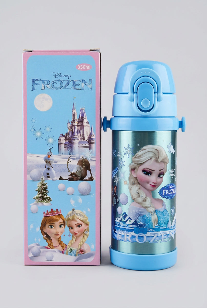 Stainless Metal Dual Sipper Water Bottle - 350 ml - Frozen Elsa