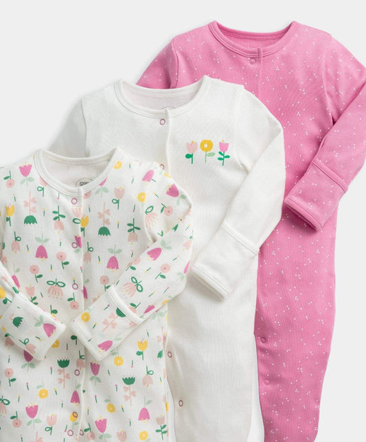 Mamas & Papas Pack of 3 Sleep Suits - Modern Floral 9-12 M