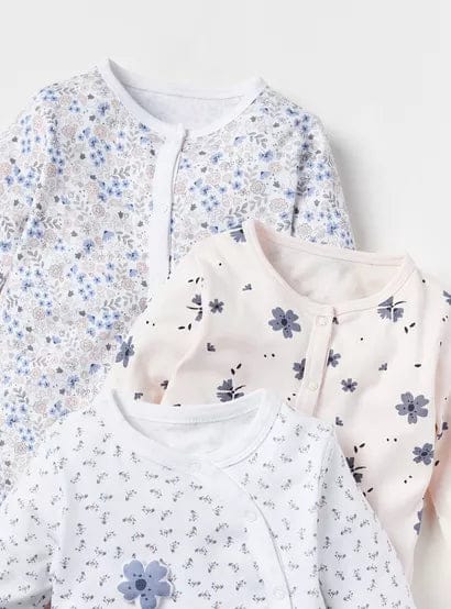 Juniors 3 Pack Open Feet Sleepsuit - Flower ( 12 - 18 Months)