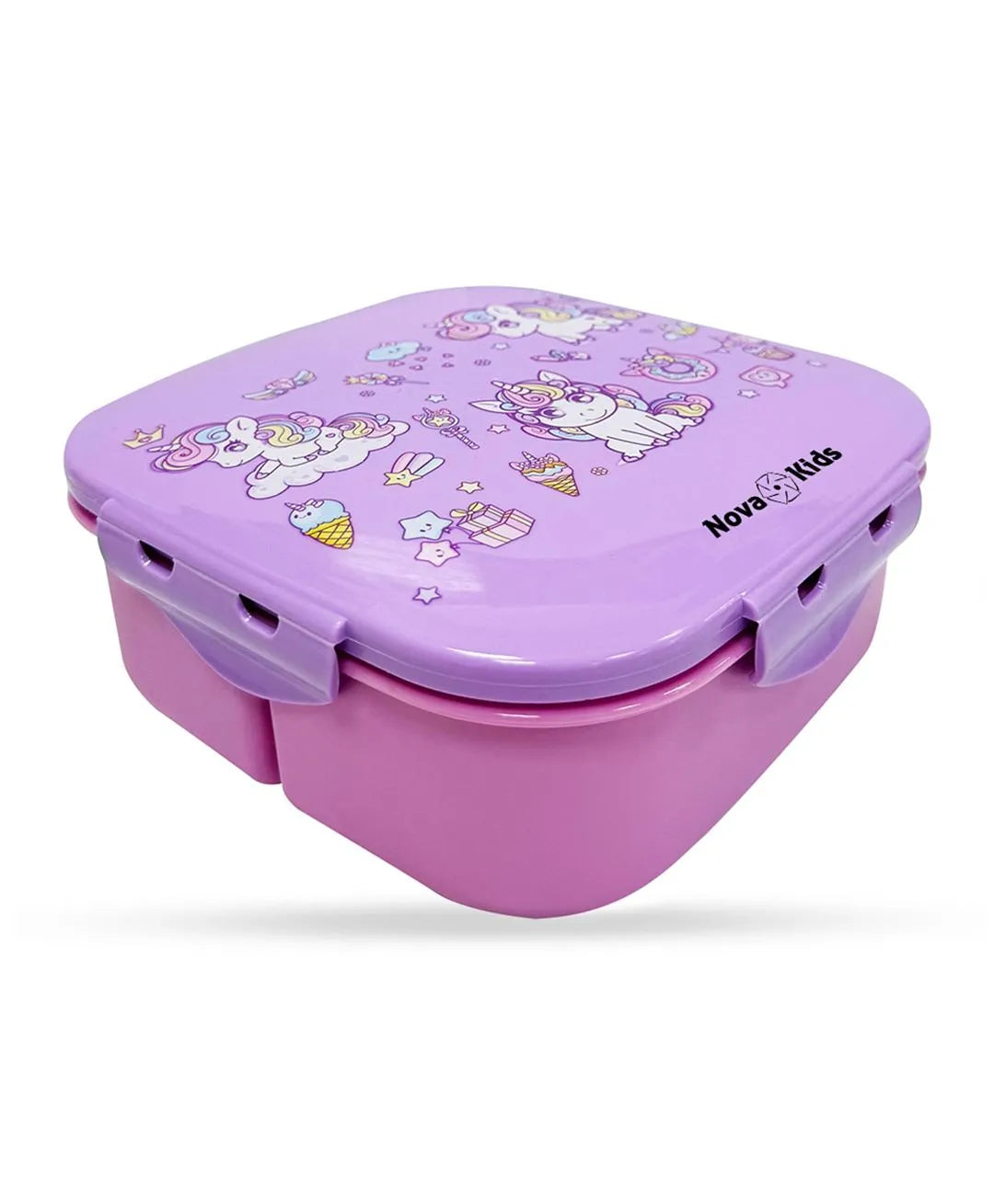 Nova Unicorn Purple Bento Lunch Box - 1000ml, Leakproof with Cutlery for Kids