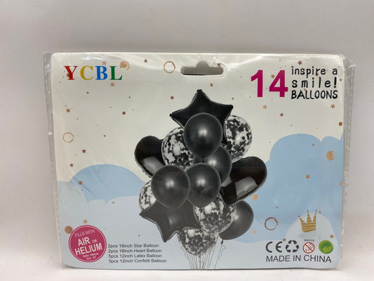 14 Pieces Balloon - Bronze (Star, Heart, Confetti and Latex balloons)