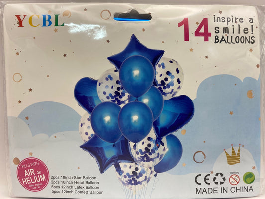 14 Pieces Balloon - Purple (Star, Heart, Confetti and Latex balloons)