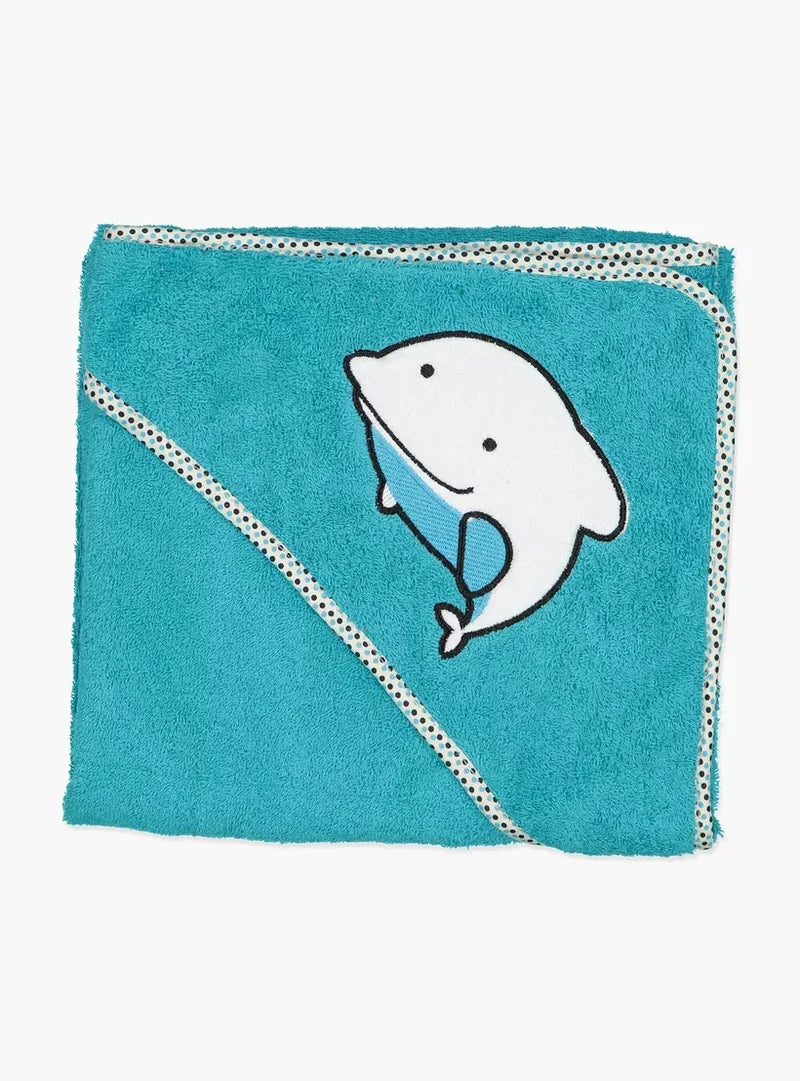 Juniors Hooded Towel - Teal Dolphin Design 80x80 (100% cotton)