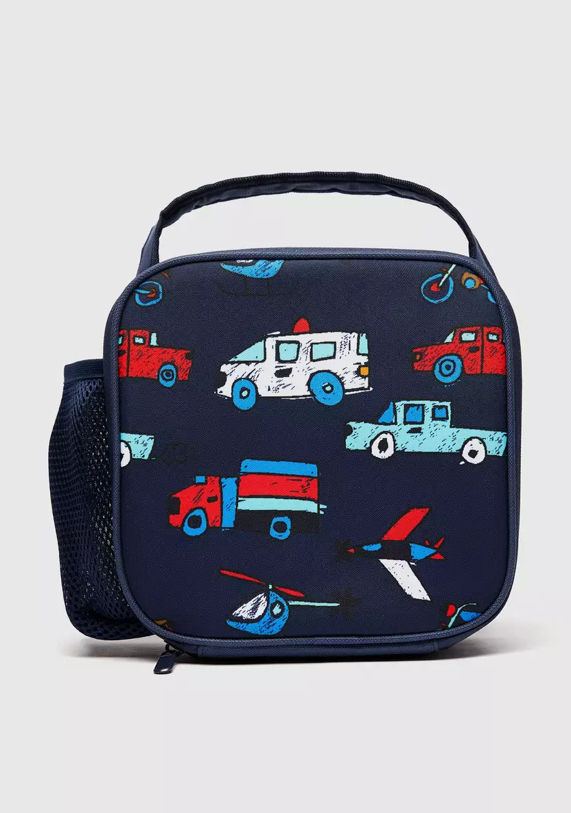 Printed Lunch Bag with Handle and Zip Closure