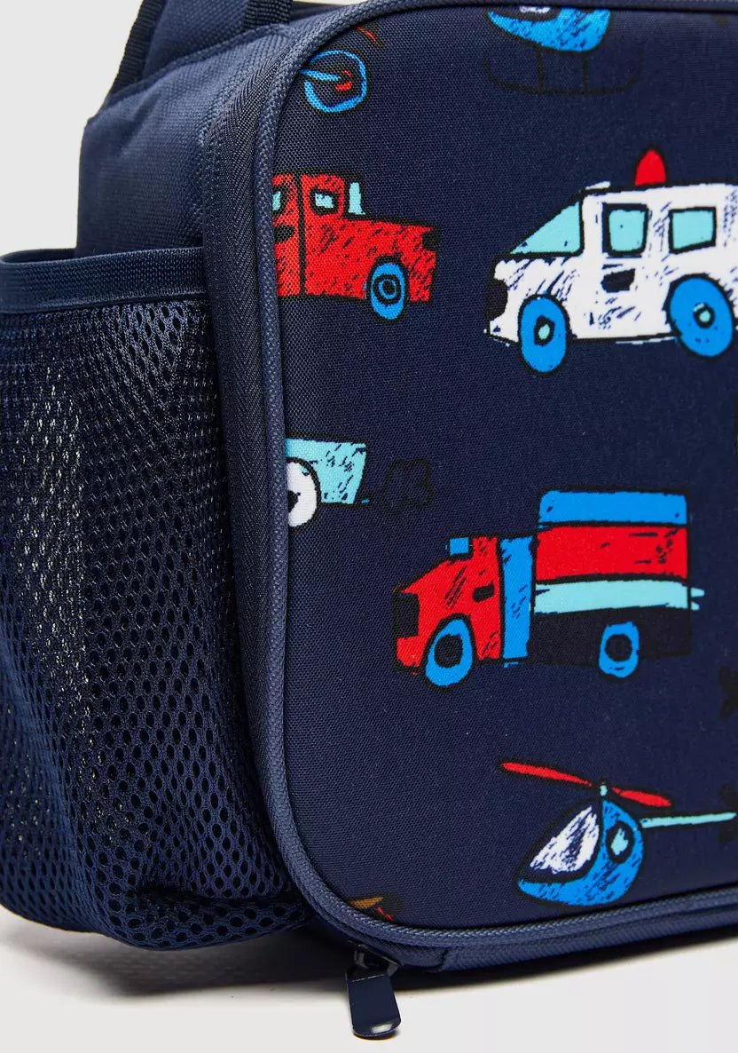 Printed Lunch Bag with Handle and Zip Closure