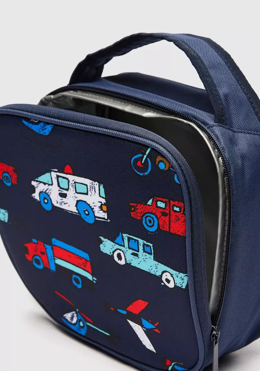 Printed Lunch Bag with Handle and Zip Closure