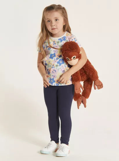 Juniors All-Over Floral Print T-shirt with Crew Neck (5-6 yrs)
