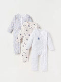 Juniors Floral Print Sleepsuit with Snap Button Closure - Set of 3 (New Born) Upto 9.9 Pounds (4.49 kg)
