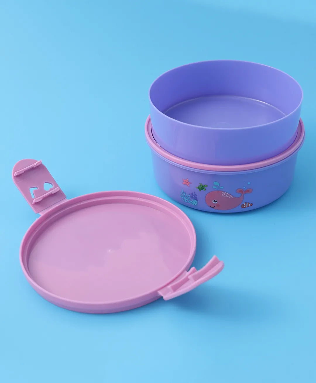 Purple & Pink Sea Themed Lunch Box Set - With Bottle, Utensils, Double Containers, Carry Strap