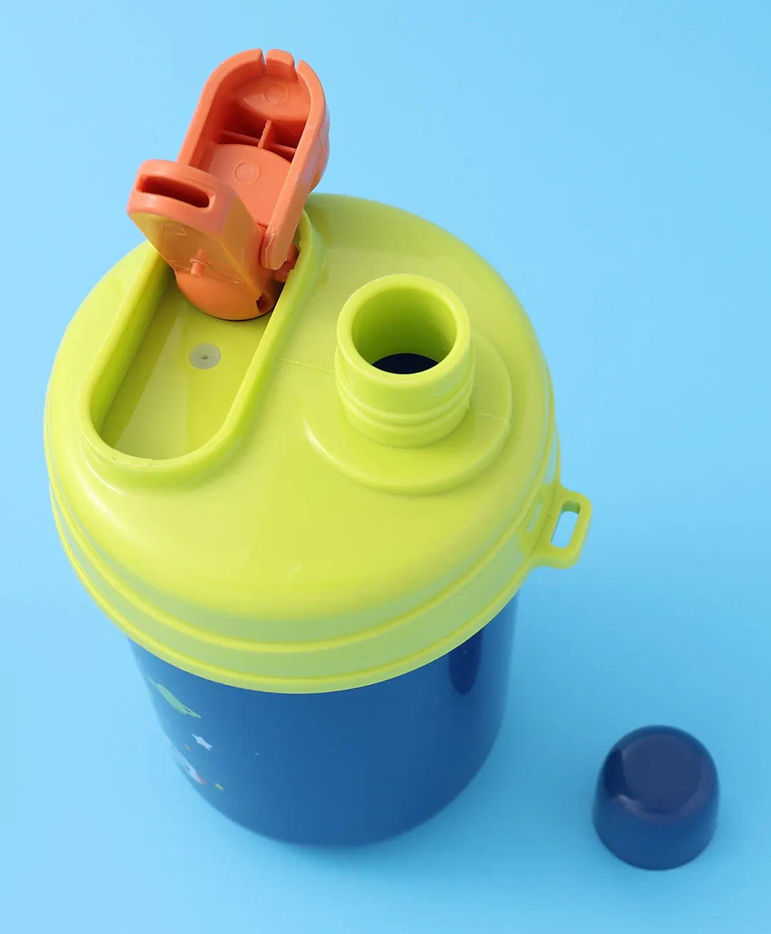 Space Theme Lunch Box Set - Blue & Green, With Bottle, Utensils, 2 Compartments, Carry Strap