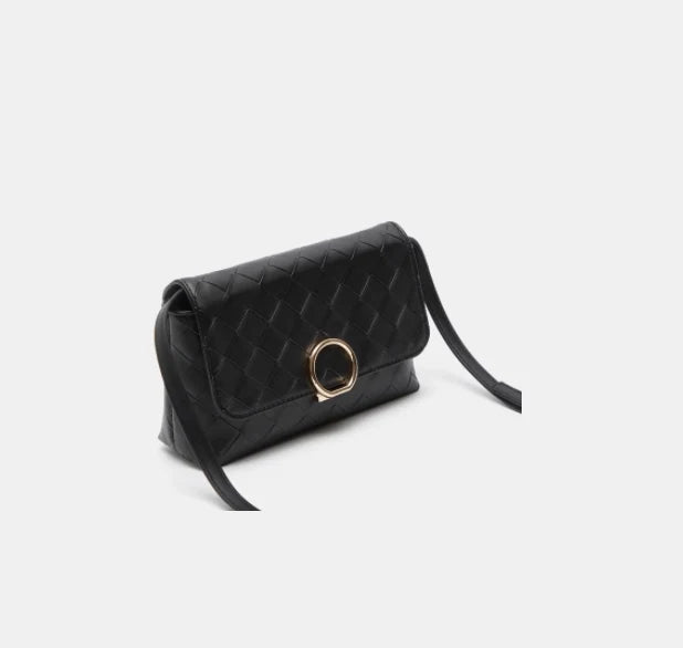 Shoexpress Woven Satchel Bag with Shoulder Strap Black