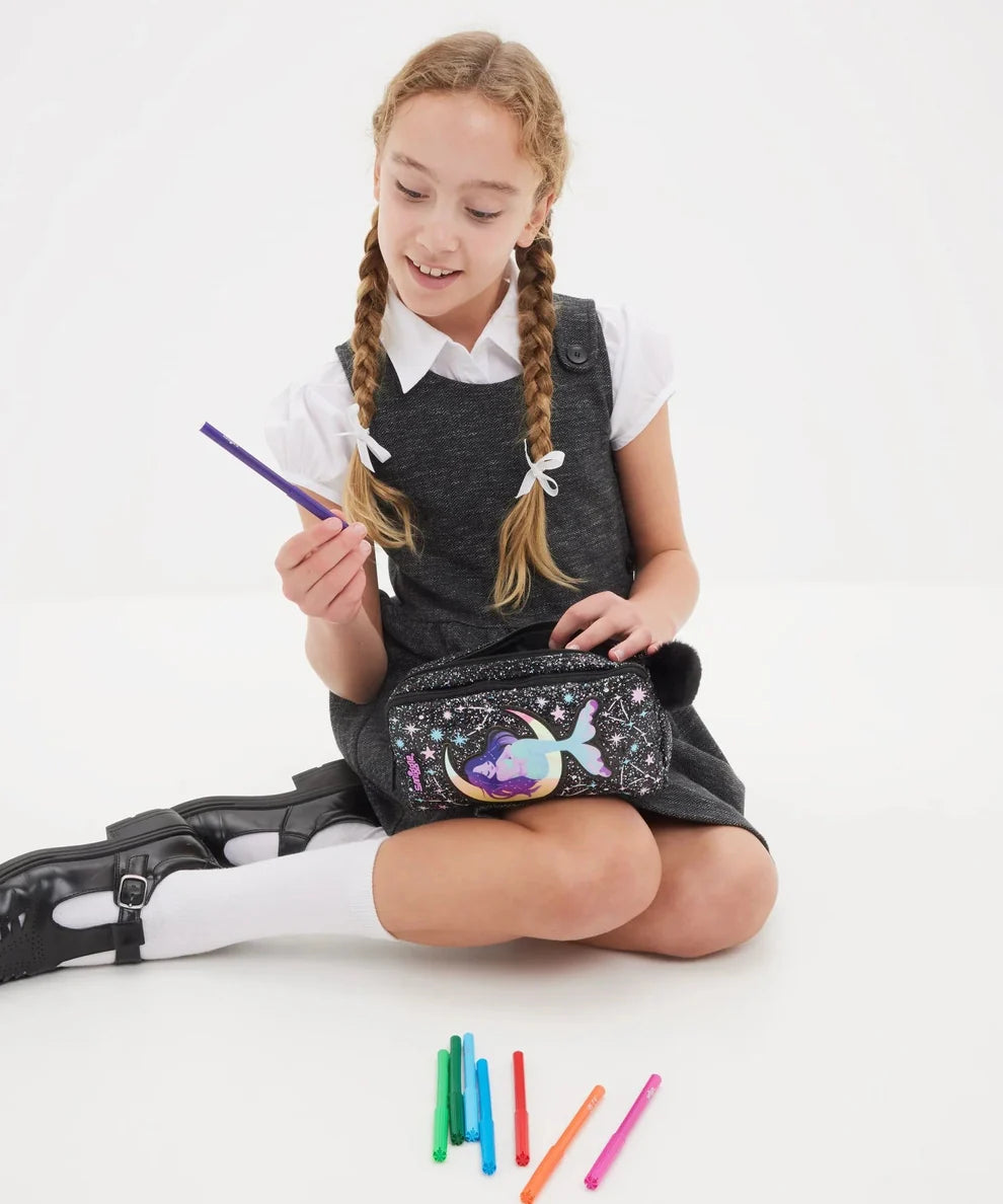 Smiggle Classic Pencil Case (Soft Pouch) - Black Mermaid
