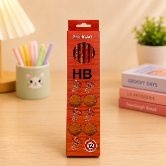 ZHILIGAO 12-Piece Basketball Themed HB Wooden Pencils Set for Kids