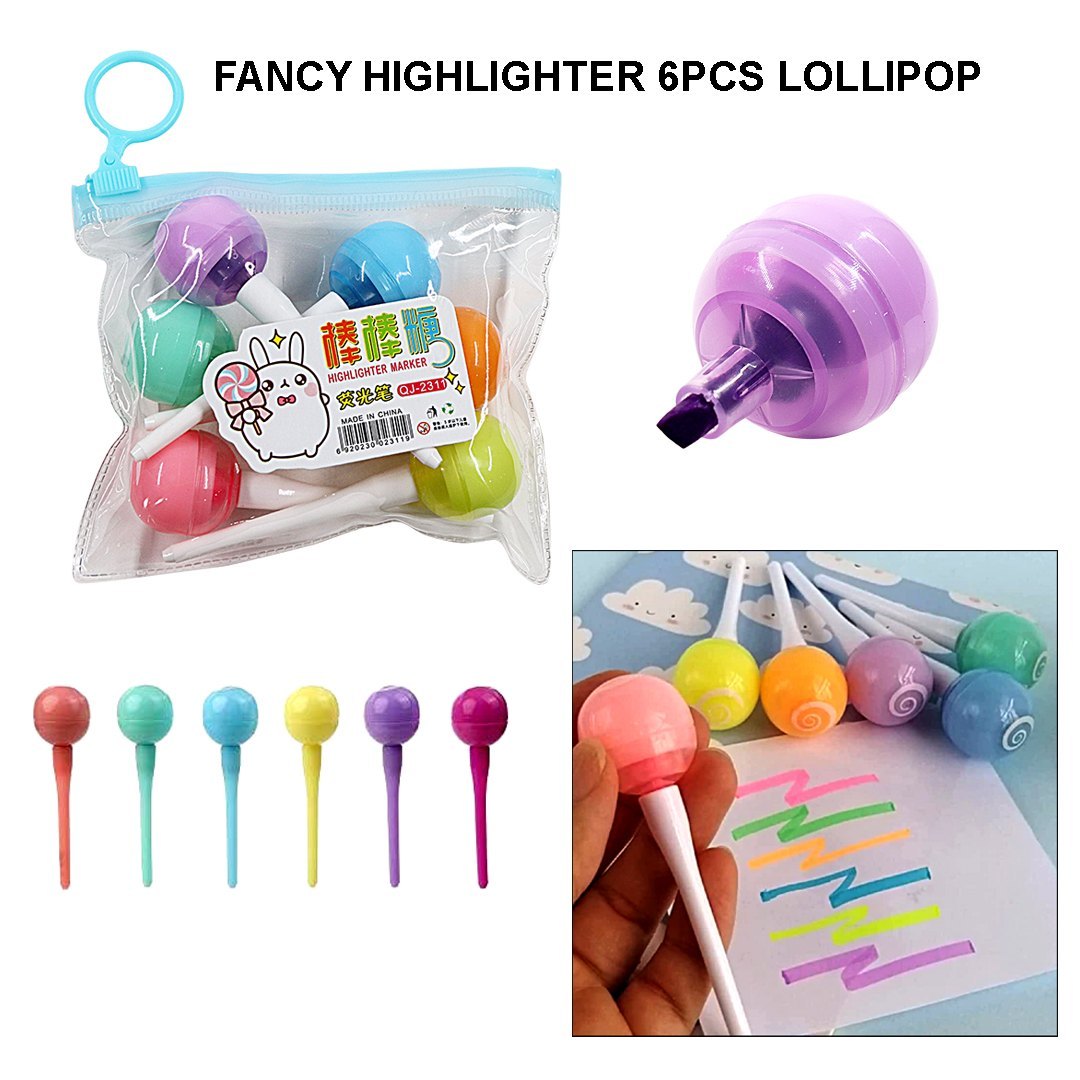 Highlighter Lollipop Design (Pack of 6)