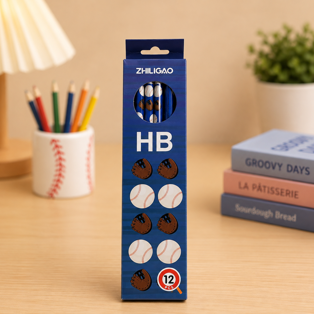 ZHILIGAO 12-Piece Baseball Themed HB Wooden Pencils Set for Kids