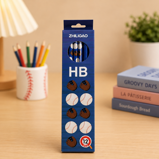 ZHILIGAO 12-Piece Baseball Themed HB Wooden Pencils Set for Kids