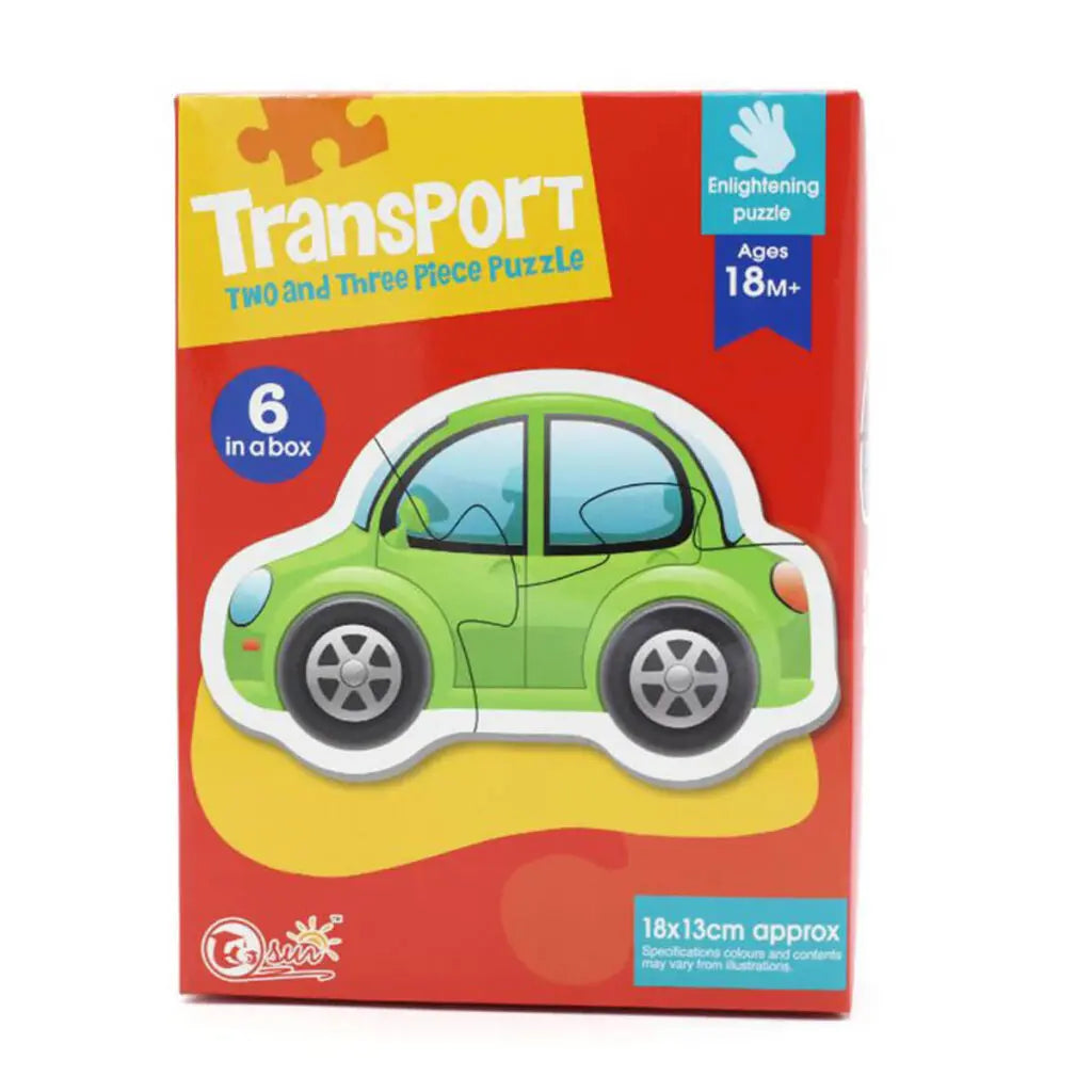 Transport Puzzle - Two & Three Piece Puzzles - 6 in a Box