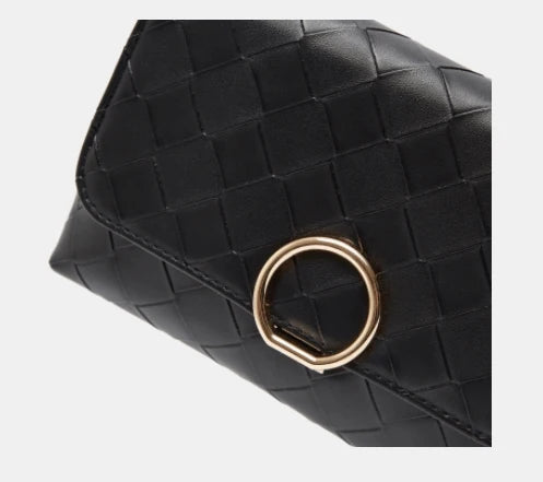 Shoexpress Woven Satchel Bag with Shoulder Strap Black