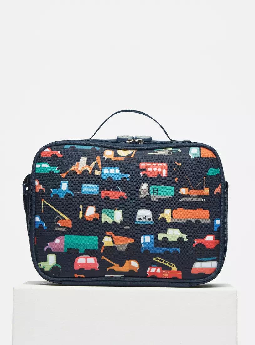 Vehicle Print Lunch Bag with Adjustable Strap and Zip Closure (7.5 Inches)