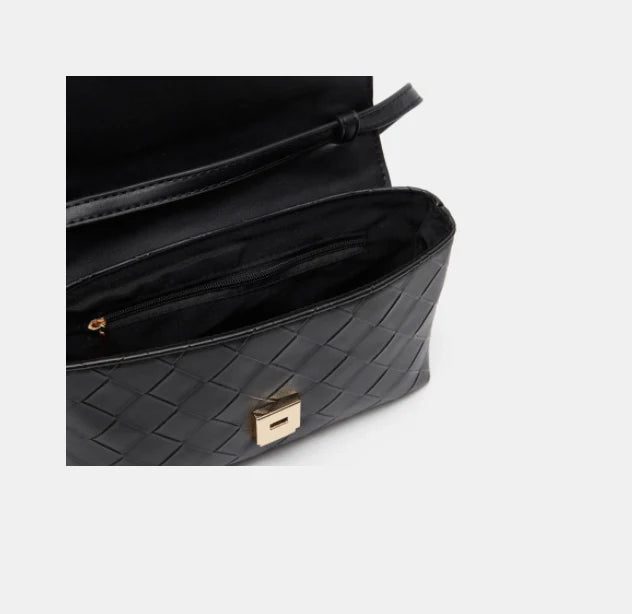 Shoexpress Woven Satchel Bag with Shoulder Strap Black