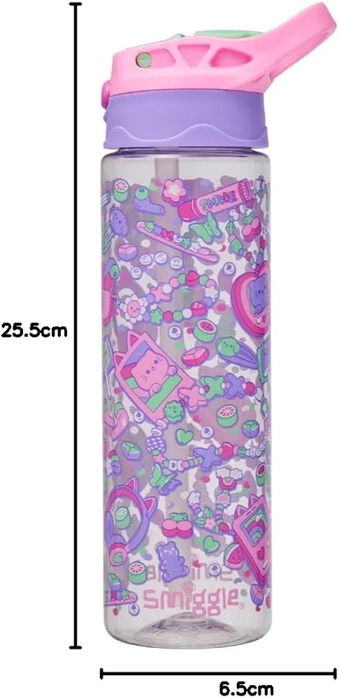 Smiggle Flip Plastic Sipper Water Bottle - BPA Free - 680ML/ 23FL OZ - Gabby's Doll House