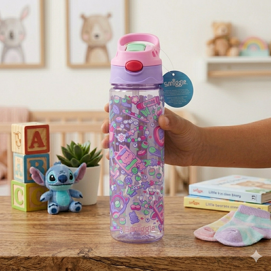 Smiggle Flip Plastic Sipper Water Bottle - BPA Free - 680ML/ 23FL OZ - Gabby's Doll House