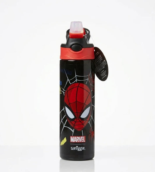 Smiggle Stainless Steel Flip Drink Water Bottle - 520 ml - Marvel Spider Man