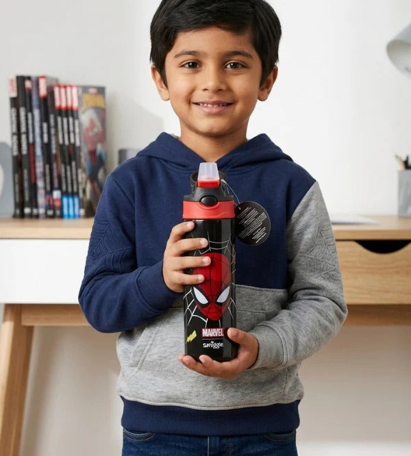 Smiggle Stainless Steel Flip Drink Water Bottle - 520 ml - Marvel Spider Man