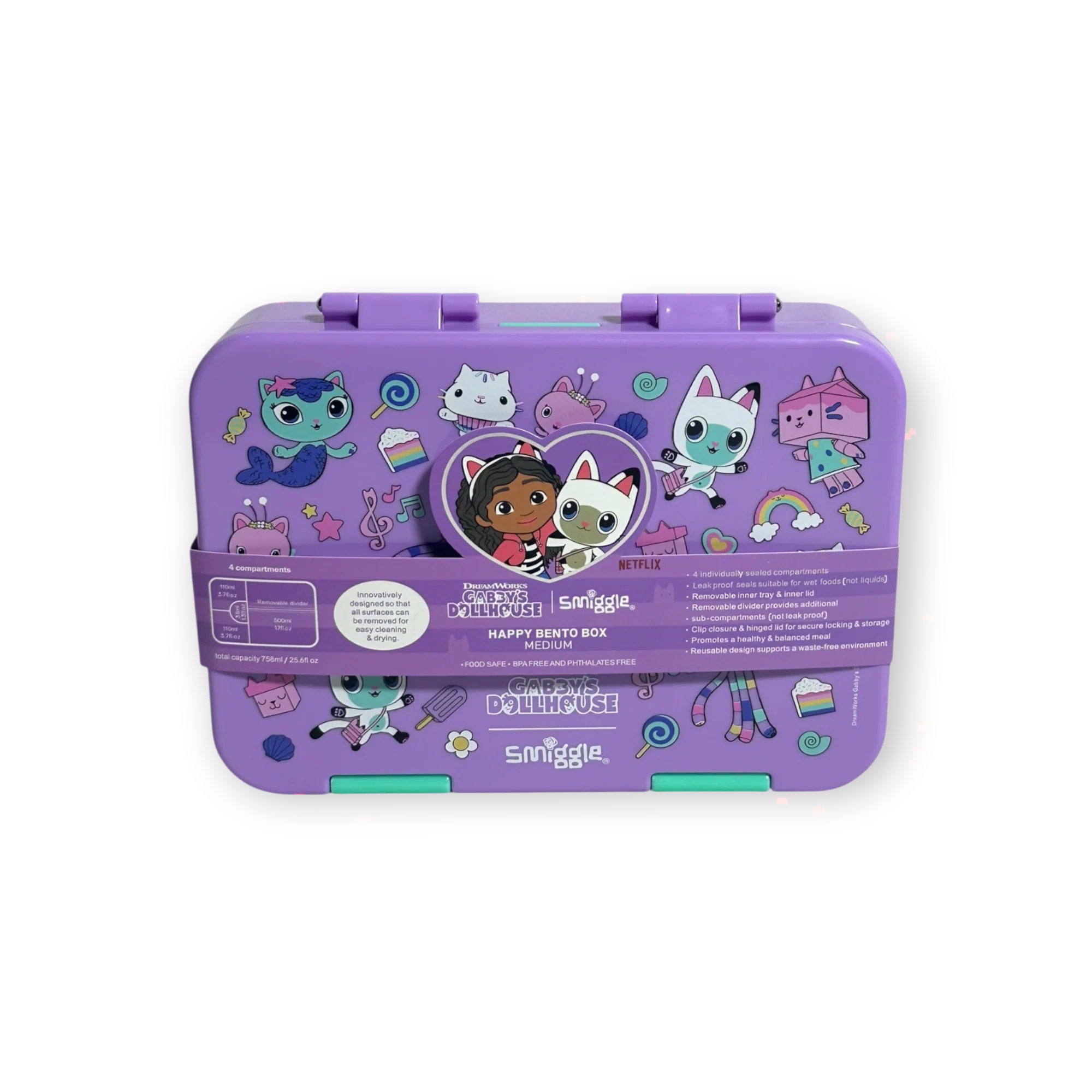 Smiggle Bento Lunch Box (BPA Free) - Gabby's Dollhouse