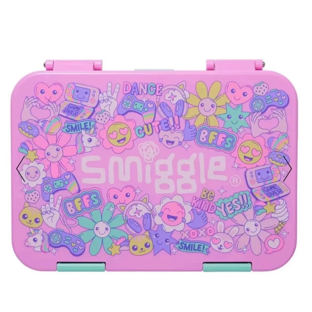 Smiggle Bento Lunch Box (BPA Free) - Floral Unicorn Hearts