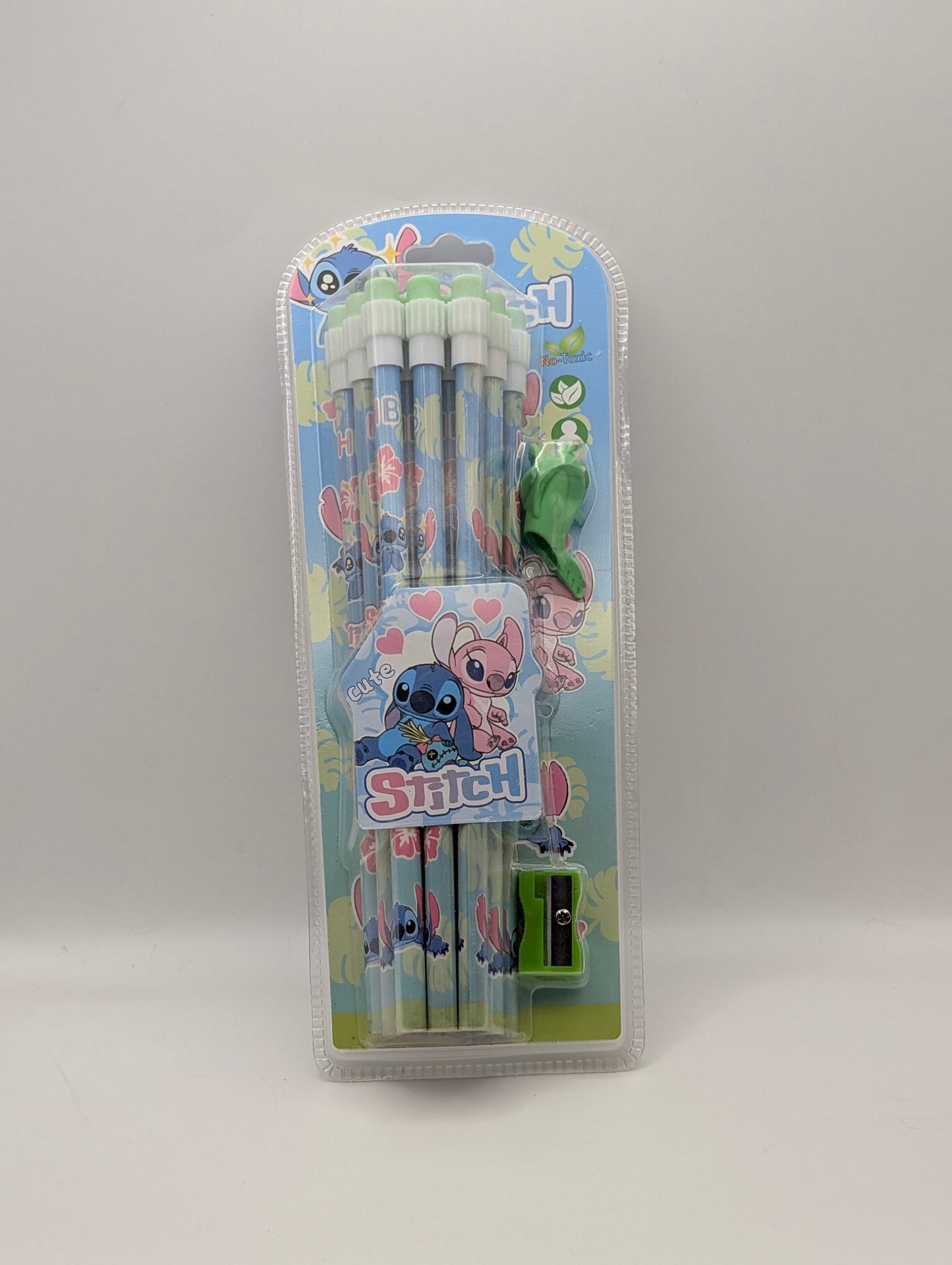 12 Pencils with Pencil Cap & Sharpener - Stitch
