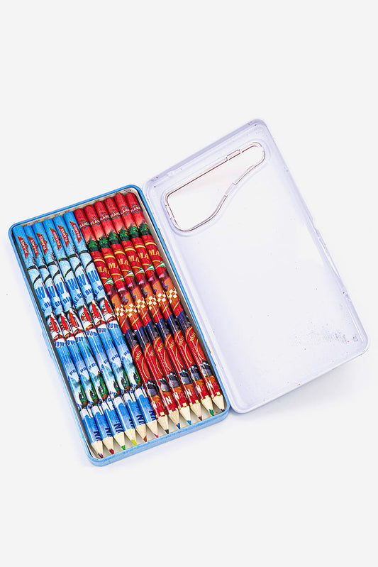Disney Planes 12 Pieces Color Pencil In Tin Box Orange and Green