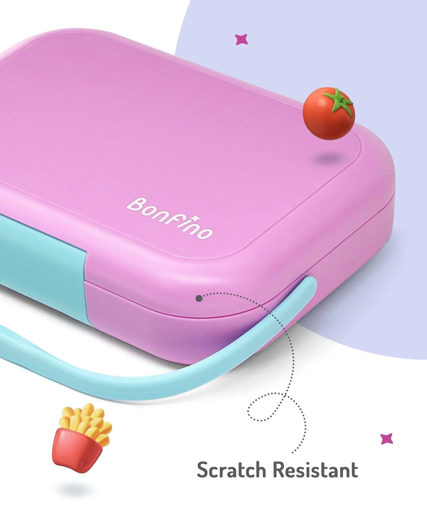 Bonfino Pink Bento Lunch Box - BPA-Free, Leak-Resistant, Microwave & Dishwasher Safe, 765ml