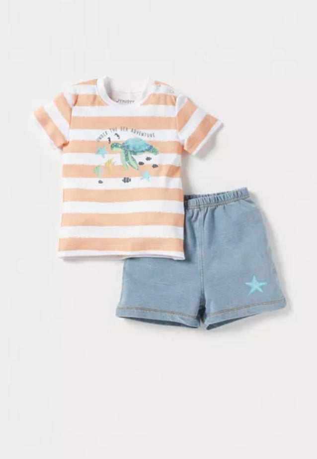 Juniors Short Set Under Sea Shirt and Short Orange (6-12 M)