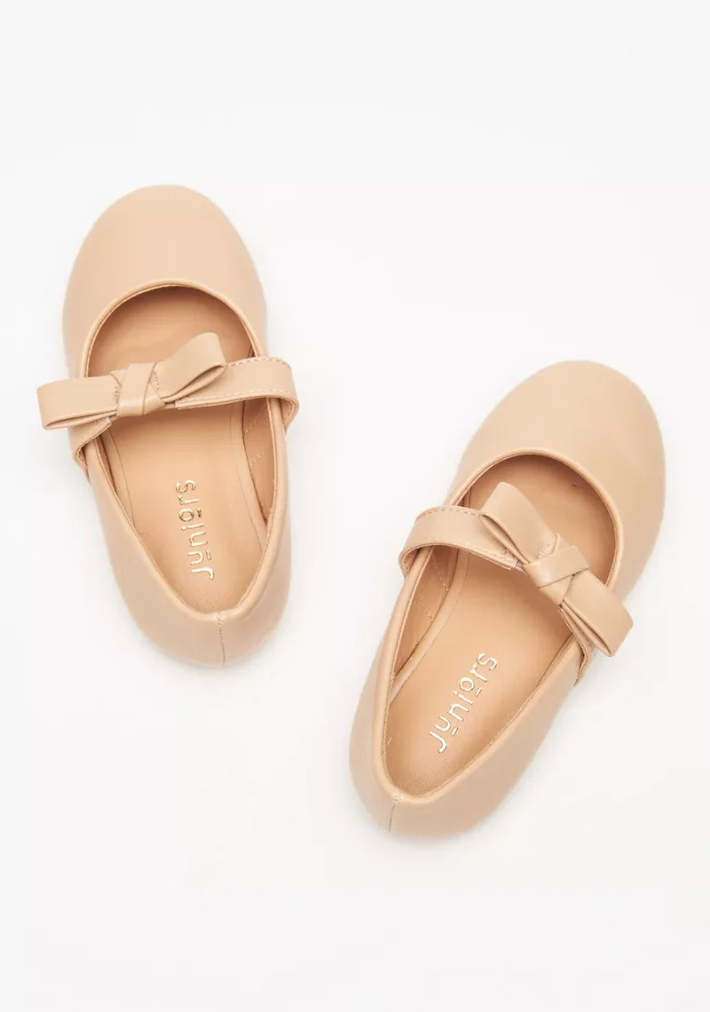 Juniors Solid Ballerinas with Bow Applique Shoes
