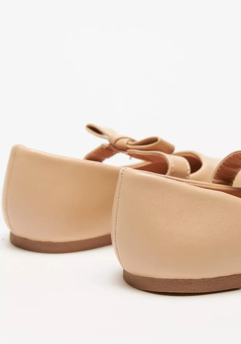 Juniors Solid Ballerinas with Bow Applique Shoes