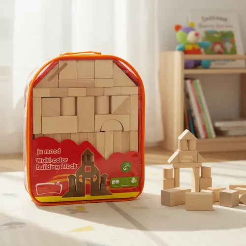 Classic Wooden Building Blocks - Stacking Montessori Learning