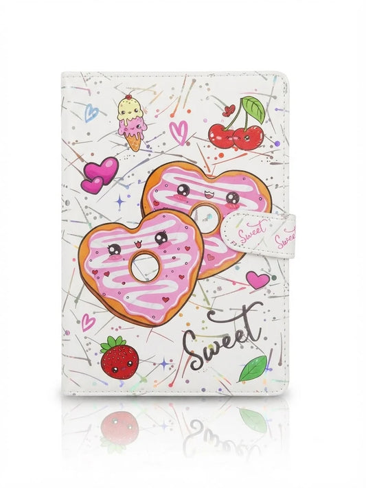 Fancy Notebook with Lock Button - Hearts
