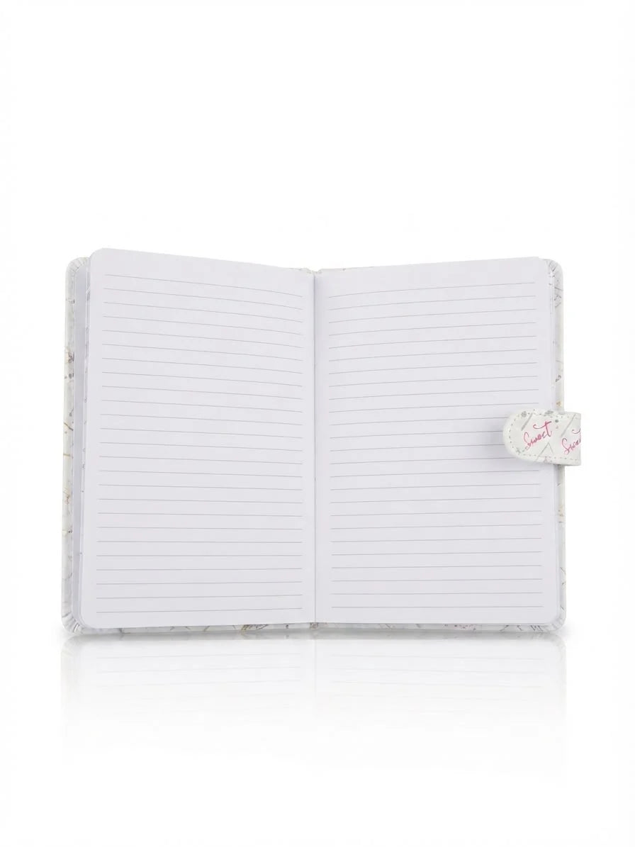 Fancy Notebook with Lock Button - Hearts