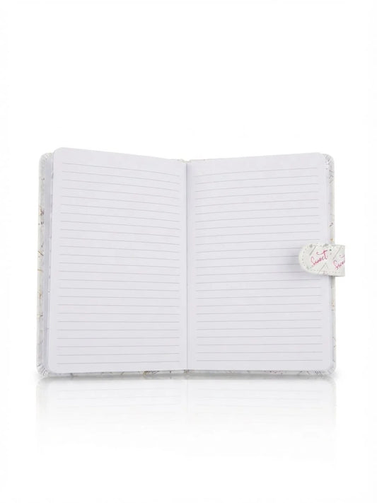 Fancy Notebook with Lock Button - Hearts