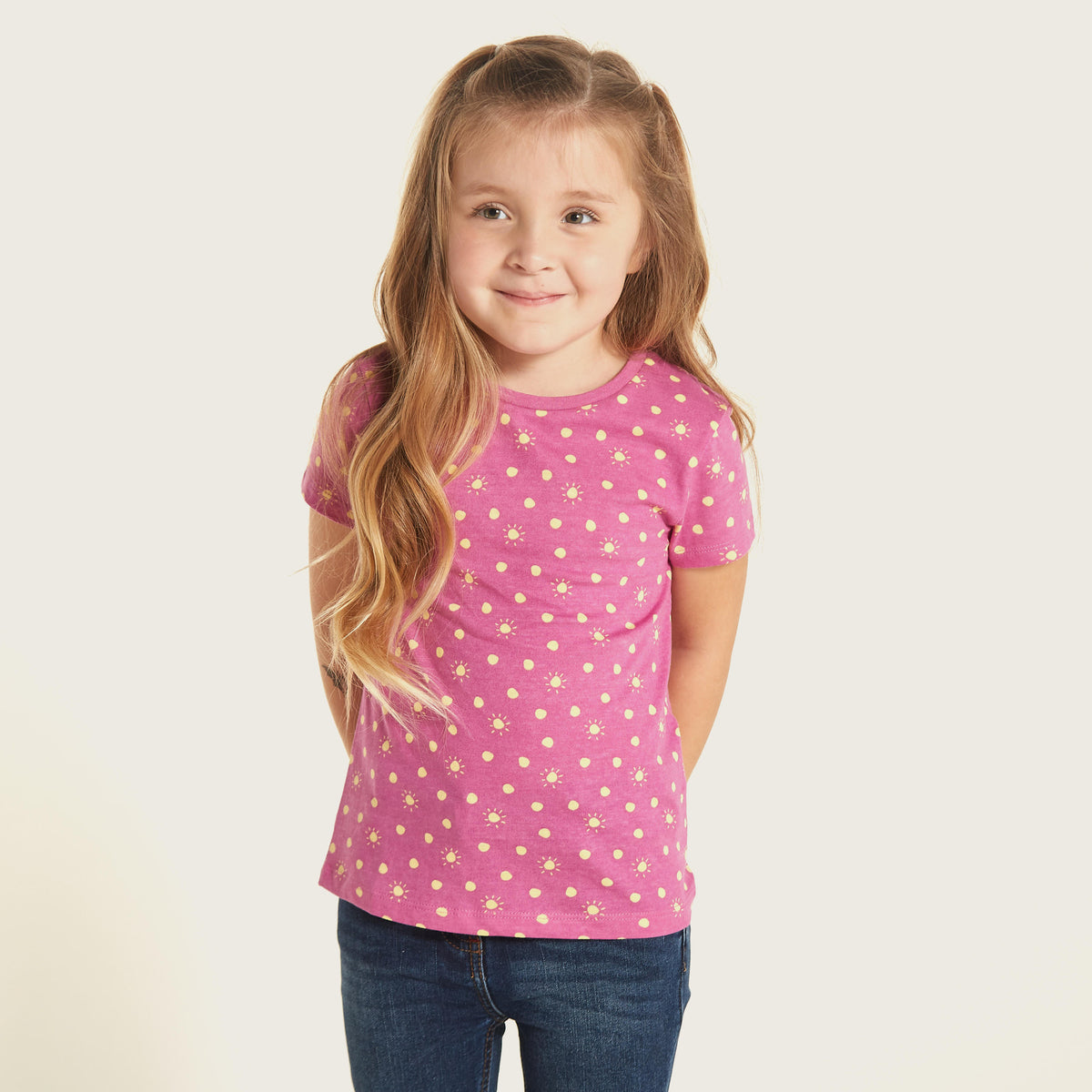 Juniors All-Over Print T-shirt with Short Sleeves and Round Neck (1-2 yrs)