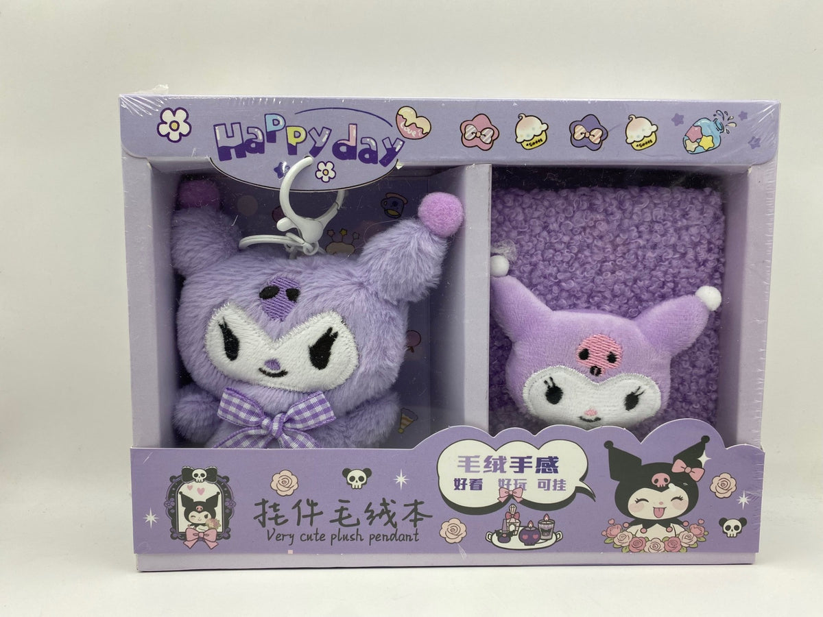 Fluffy Mini Notebook & Keychain - Kuromi