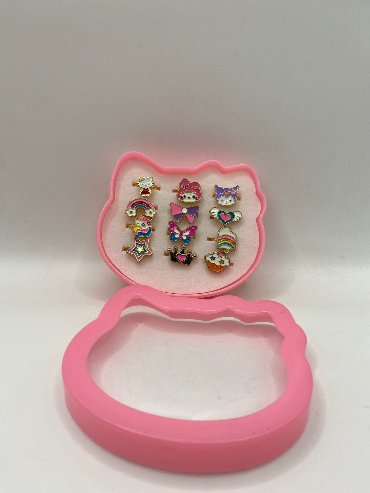 Kids Rings - Set of 12 Adjustable Rings - Sanrio characters & other designs)