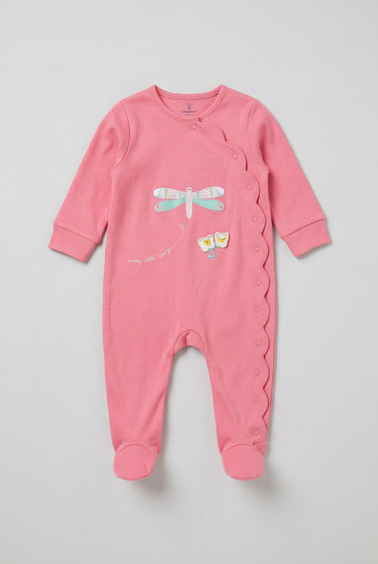 Mothercare Coloured Popper Full Romper (6-9 months) Pink Butterfly Design